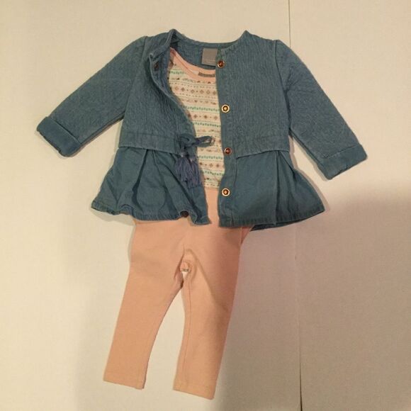 Tahari 3pc outfit sz 3-6 months jacket leggings bodysuit Girls - Picture 1 of 8